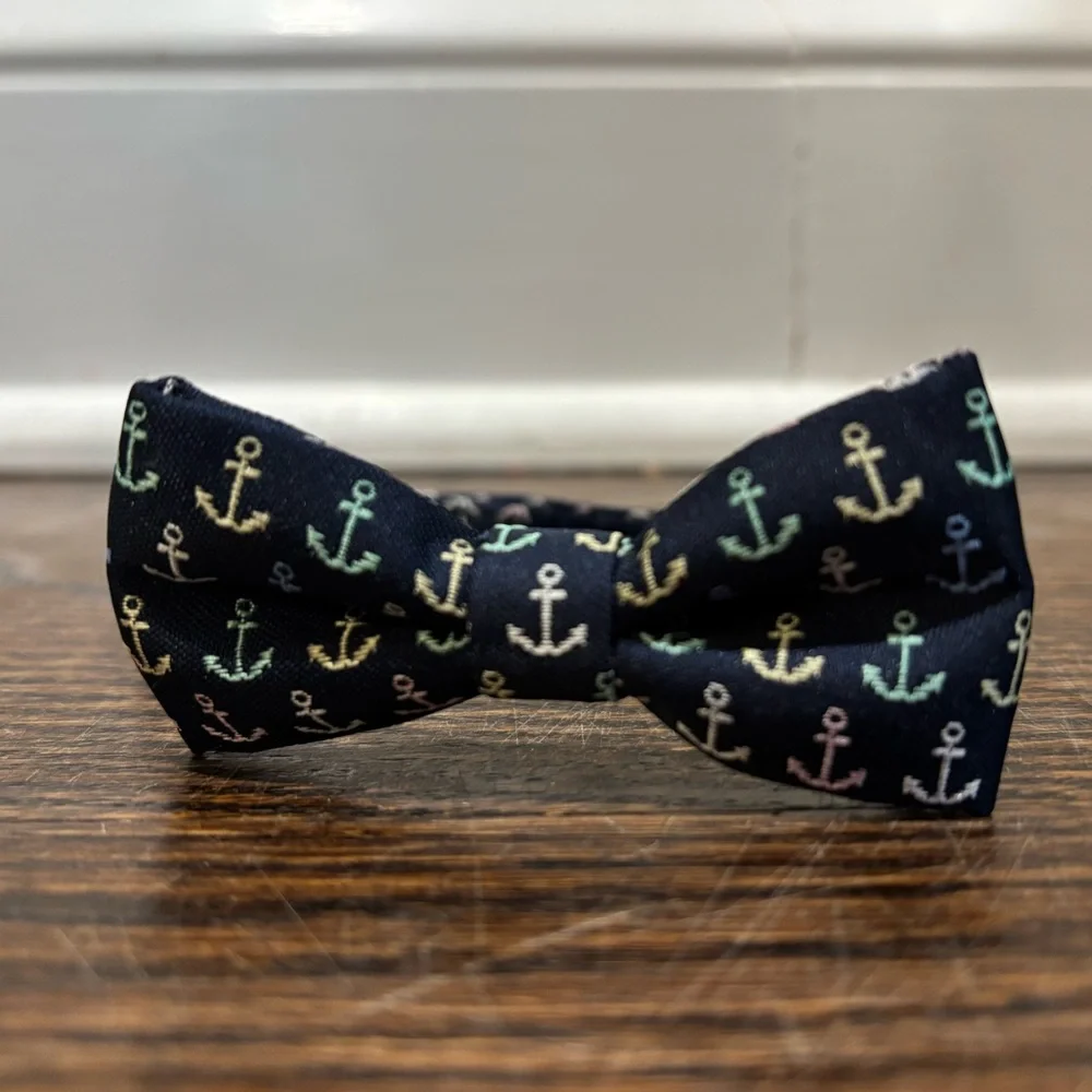Janie & Jack Navy Blue Anchor Pattern Bow Tie (0-24 months)